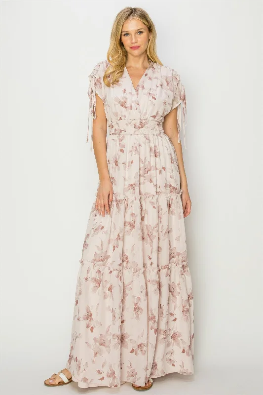 Women's floral dress hush chic -Mauve Floral Maxi Dress