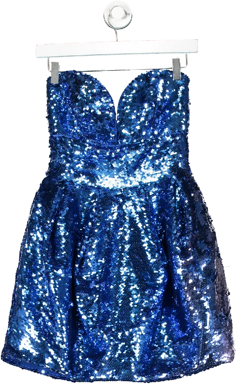 ladies-mini-dress-limited-lush-Pinko Blue Sweetheart Sequin Minidress UK 8