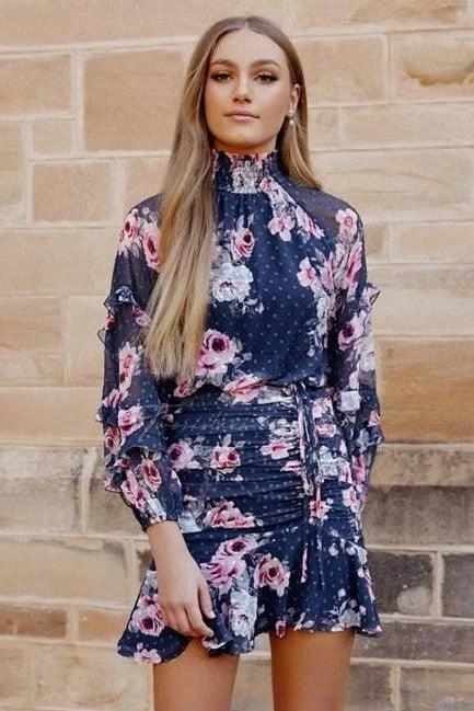 ladies-floral-dress-coral-cool-Piper Dress - Navy Floral (Final Sale)