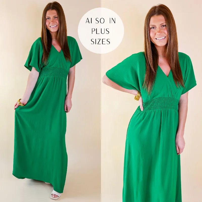 Women's floral dress foam bloom -Last Chance Size Small | Wildly In Love V Neck Maxi Dress with Smocked Waist in Green