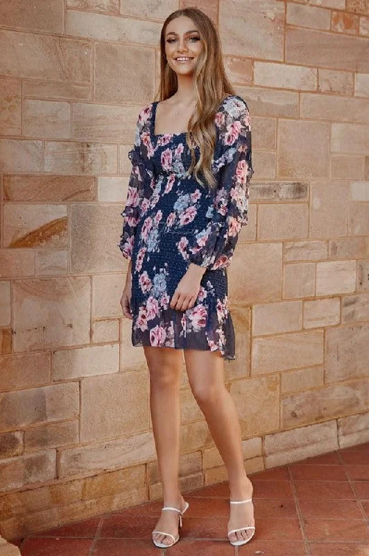 ladies-floral-dress-dainty-dusk-Gail Dress - Navy Floral (Final Sale)