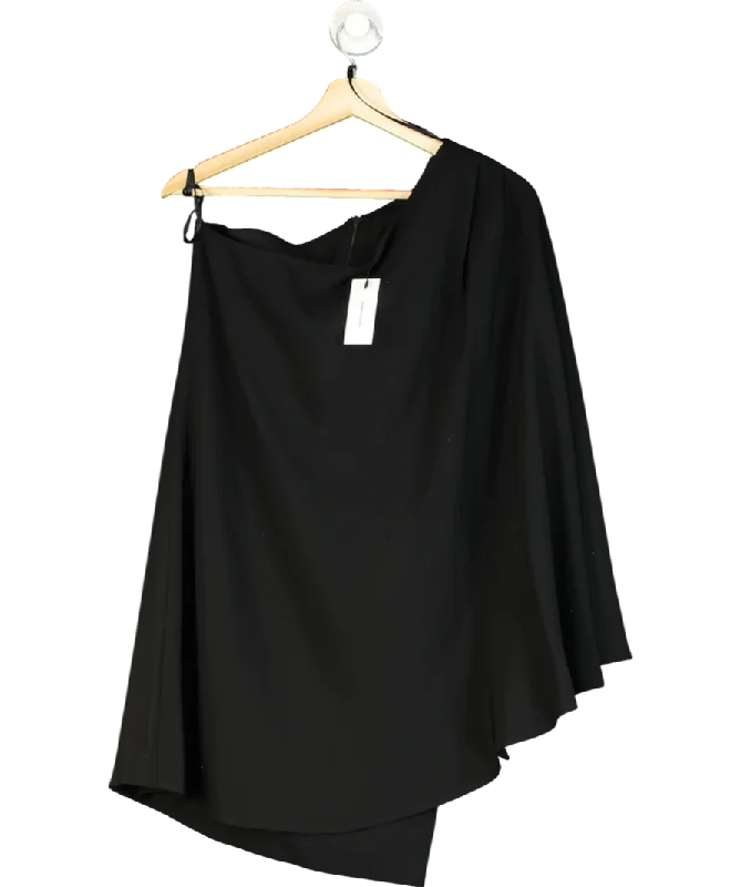 ladies-mini-dress-striped-snap-Karen Millen Black Compact Viscose One Shoulder Cape Mini Dress UK 6