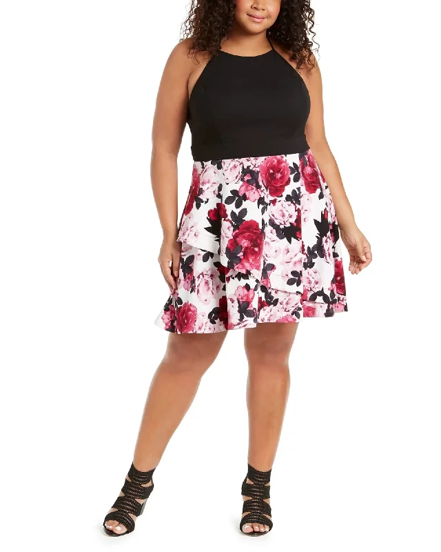 ladies-floral-dress-casual-charm-Speechless Women's Trendy Plus Size Solid & Floral-Print Dress Red Size 18 | Red