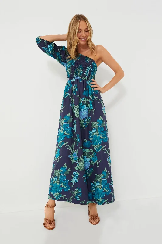 ladies-floral-dress-comfortable-calm-Navy Escala Floral Anha Maxi Dress