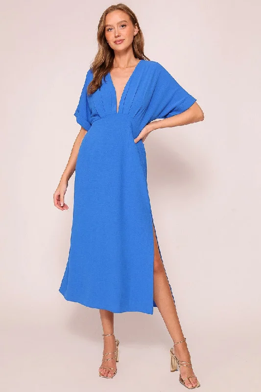 Women's midi dress shy twist -Blue Airy Midi Dress