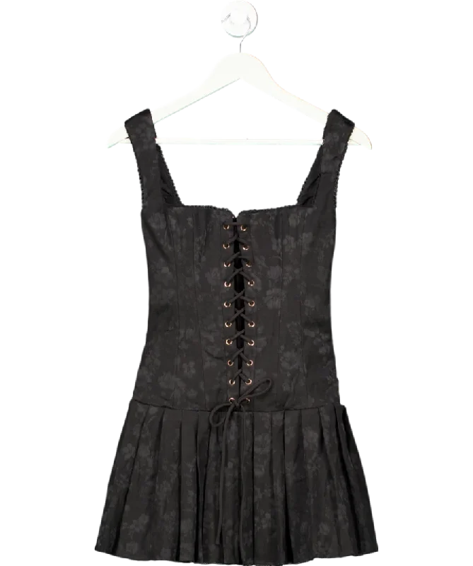 ladies-mini-dress-festival-fresh-House of CB Talia Black Pleated Mini Dress UK S