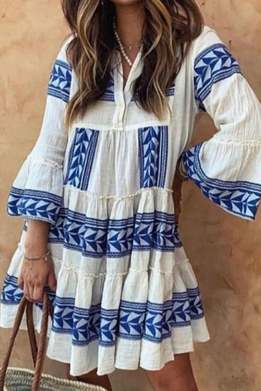 ladies-mini-dress-loose-lift-WOMEN BOHEMIAN BOHO RUFFLED MINI CASUAL DRESS