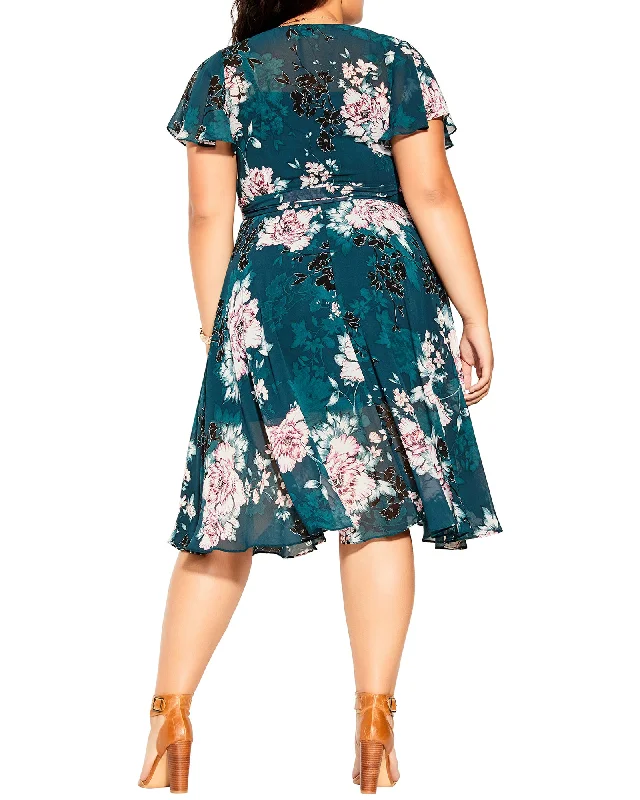 ladies-floral-dress-winter-wisteria-Blossom Floral Wrap Dress | Forest Green / Pink