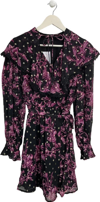 ladies-mini-dress-sepia-sass-Love & Roses Black Bird Print Mini Dress UK 8