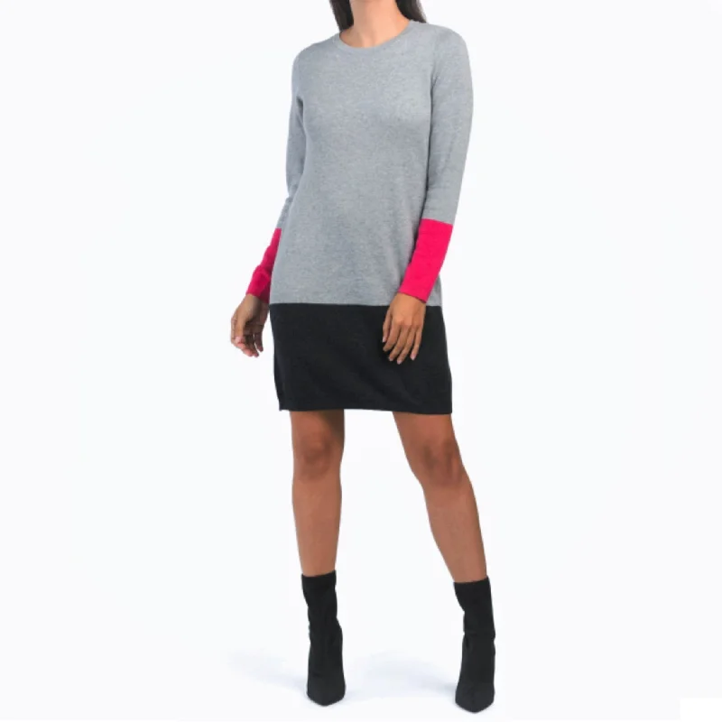 ladies-mini-dress-sleeveless-sass-Nicole Miller Women's Crew Neck Cotton Knit Color Block Sheath Sweater Mini Dress