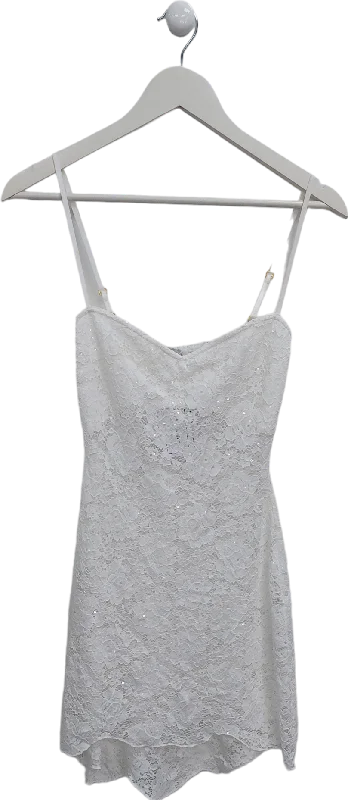 ladies-mini-dress-pleated-play-SLA the label White Lace Sequin Mini Dress UK XS