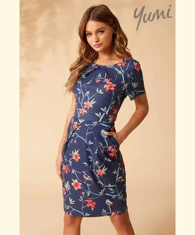 ladies-floral-dress-sage-sunset-Floral Pocket Detail Dress