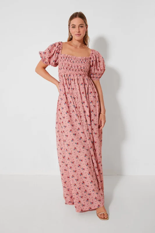 ladies-floral-dress-edgy-ember-Primrose and Bouquet Floral Aurora Puff Sleeve Maxi Dress