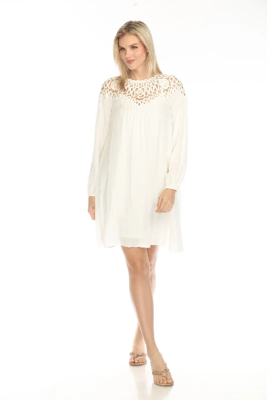 ladies-mini-dress-statement-shine-Johnny Was Jade Lace Yoke Long Sleeve Mini Slip Dress L39823-E