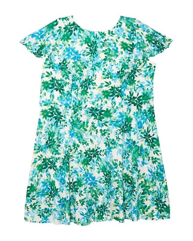 ladies-floral-dress-coffee-calm-Nora Floral Print Dress | Kelly Green / White