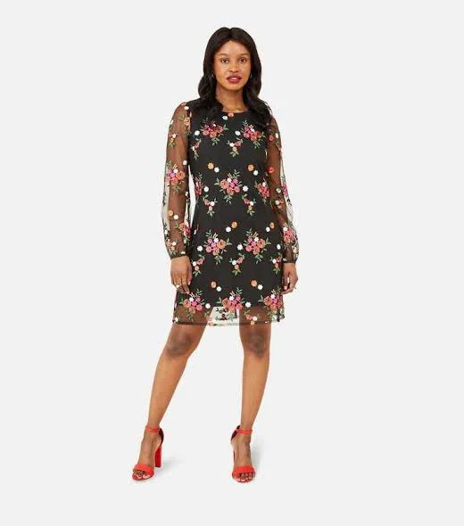 ladies-floral-dress-mint-mirth-Embroidered Floral Tunic Dress