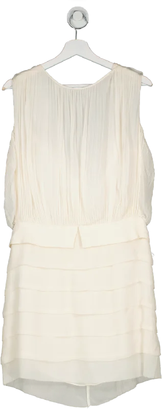 ladies-mini-dress-designer-dazzle-Joseph Cream Silk Plisse Sleeveless Mini Dress UK M