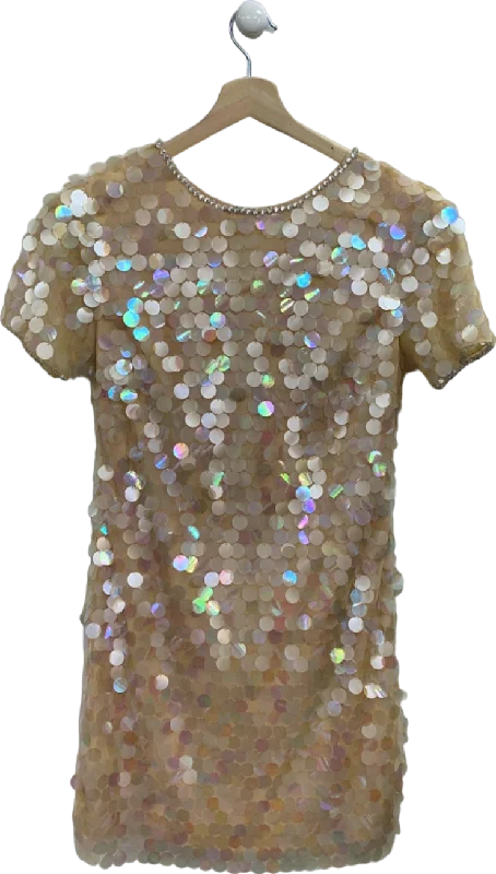 ladies-mini-dress-asymmetric-ace-Lipsy Gold Sequin Embellished Mini Dress UK 8