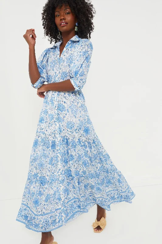 ladies-floral-dress-tulle-twist-Blue Floral Blair Maxi Dress