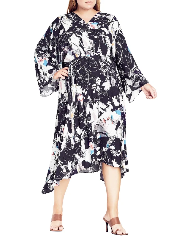 ladies-floral-dress-chartreuse-chic-Vera Floral Prize Dress | Black / White