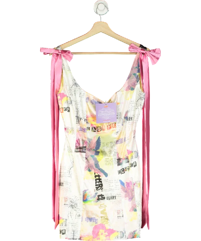 ladies-mini-dress-lemon-lift-Elsie & Fred Multicoloured Cherub Print Satin Corset Mini Dress UK 10