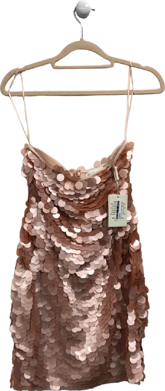 ladies-mini-dress-cold-shoulder-chic-Pretty Lavish Rose Gold Sequin Mini Dress UK 6