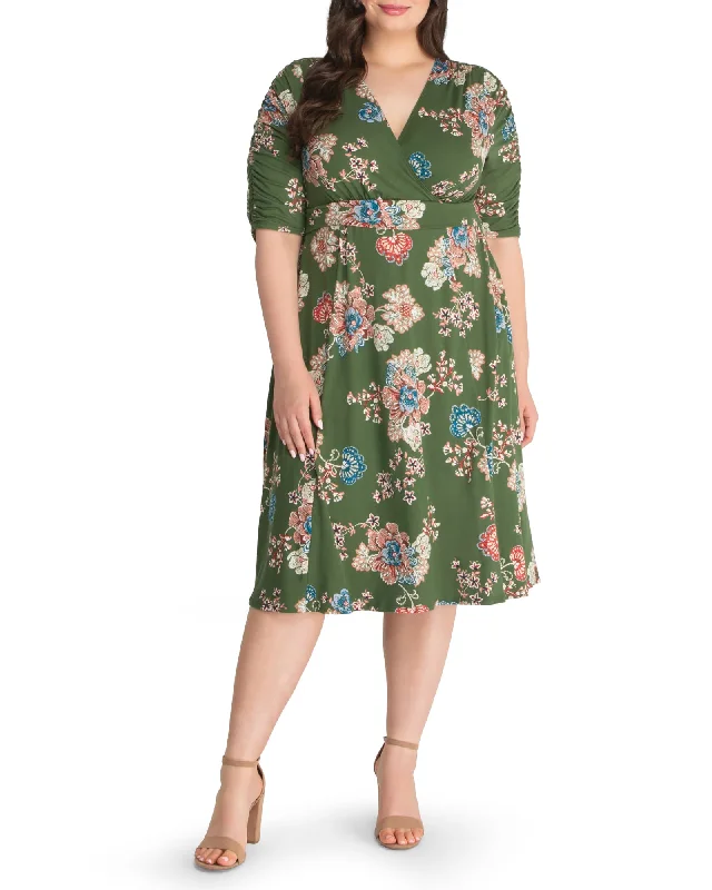 ladies-floral-dress-off-shoulder-rose-Gabriella Dress | OLIVE FLORAL PRINT