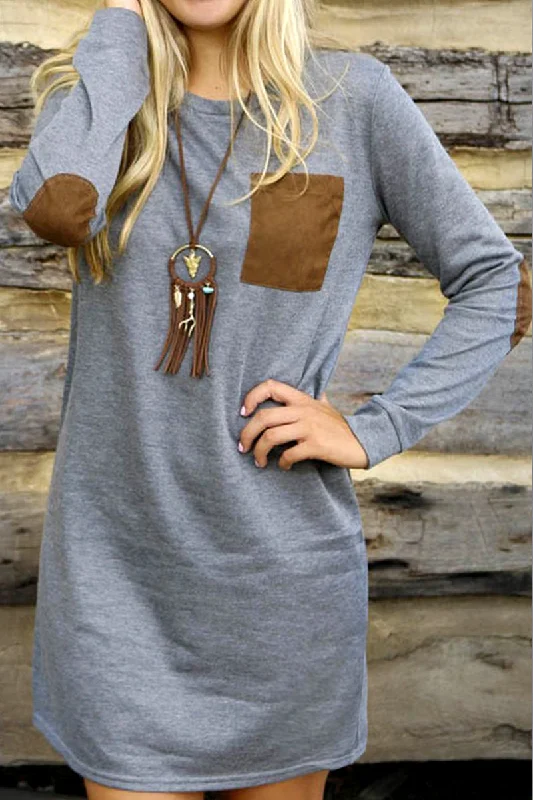 ladies-mini-dress-ochre-oomph-WOMEN LONG SLEEVE COZY HOME WEAR MINI DRESS