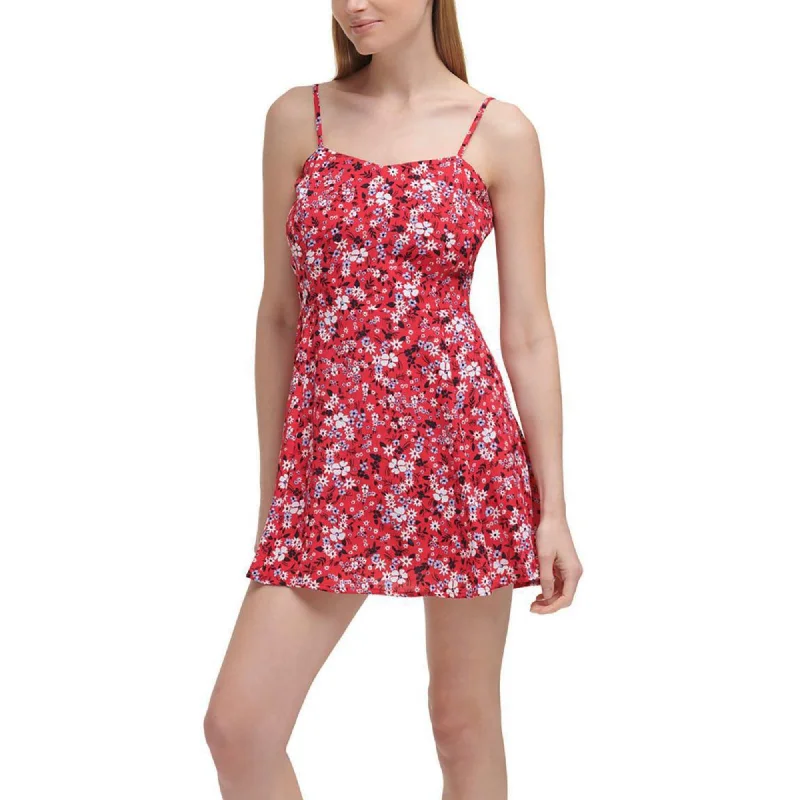 ladies-mini-dress-date-night-dazzle-Calvin Klein Jeans Women's Floral Print Adjustable Strap Skater Mini Dress