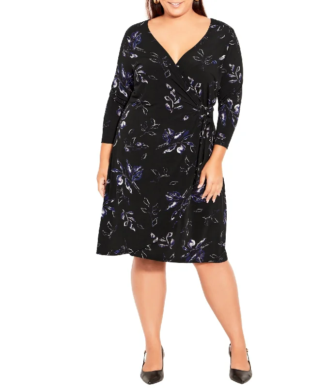 ladies-floral-dress-buttoned-bliss-Darna Wrap Dress | Black Midnight Floral