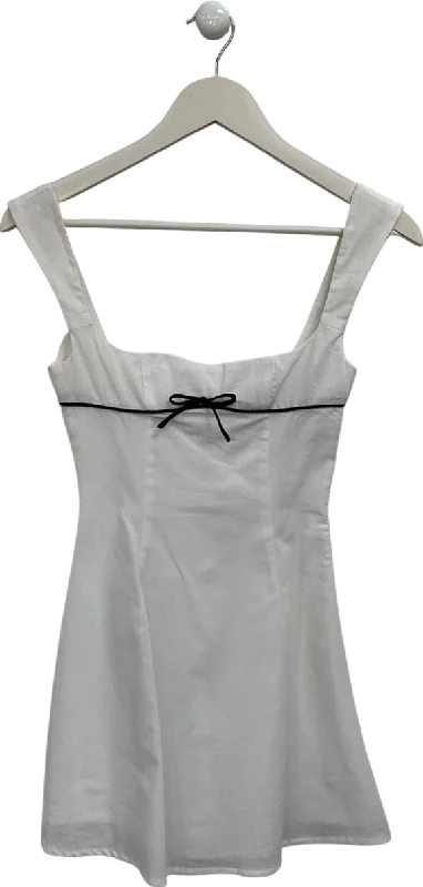 ladies-mini-dress-vermilion-vibe-Pepper Mayo White Contrast Bow Mini Dress UK 4