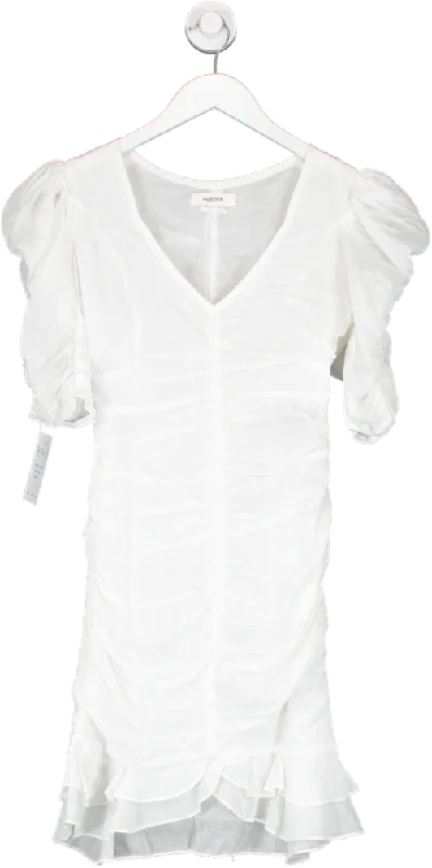 ladies-mini-dress-low-cut-lure-Étoile Isabel Marant White Marant Etoile Sireny Cotton-voile Mini Dress UK XS/S