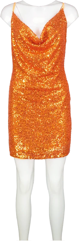 ladies-mini-dress-playful-pop-Aggi Orange Selena Sun. Sequin Mini Dress UK S