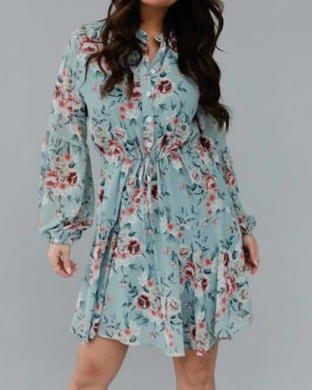 ladies-floral-dress-lavender-lush-Paloma Floral Dress in Blue Floral | Blue Floral