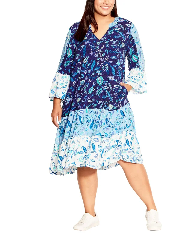 ladies-floral-dress-insta-illume-Molly Tiered Dress | Blues Floral Mix