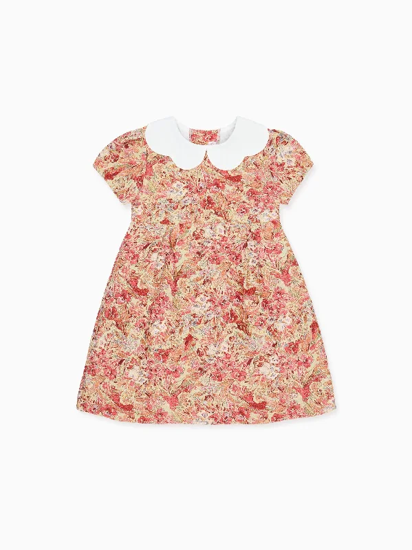 ladies-floral-dress-cotton-coral-Green Floral Arabella Girl Dress