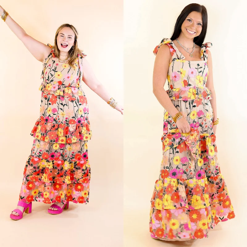 Women's floral dress punchy flair -BuddyLove | Edie Tie-Shoulder Maxi Dress in Unconditional