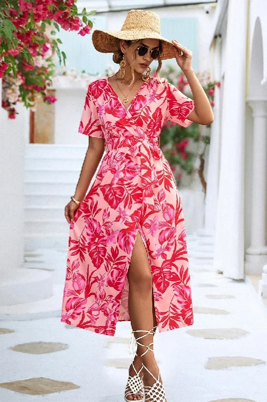 ladies-floral-dress-breathable-bud-FLORAL PRINTING WRAP STYLE WOMEN DRESS