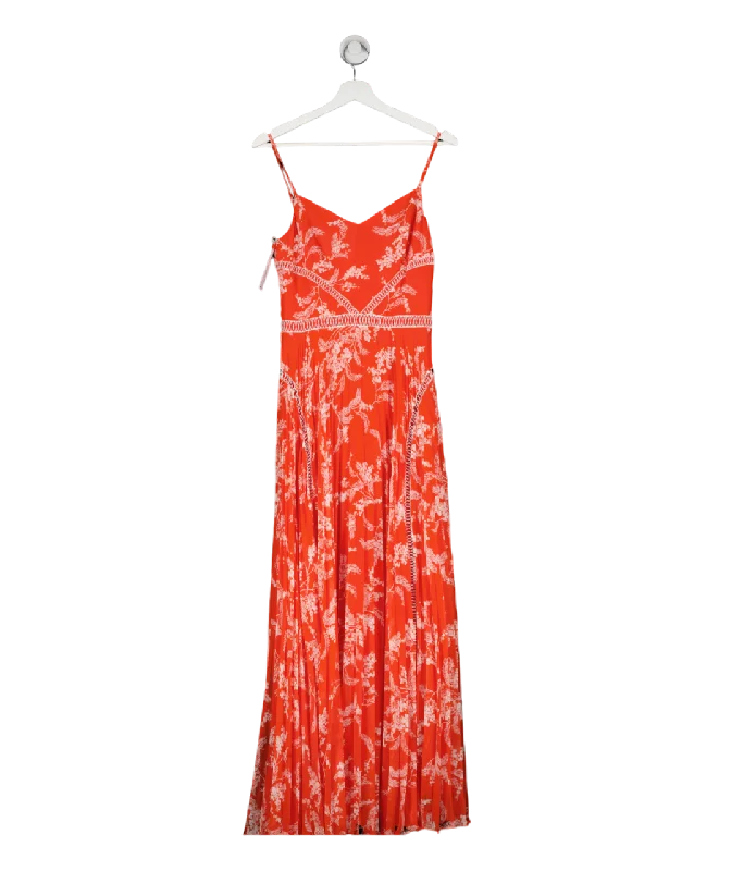 ladies-floral-dress-salmon-sprout-Karen Millen Orange Floral Dress UK 8