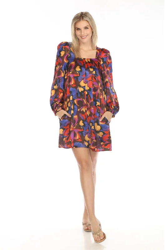 ladies-mini-dress-playful-pop-Johnny Was Jade Blooms Floral Silk Mini Dress L37323