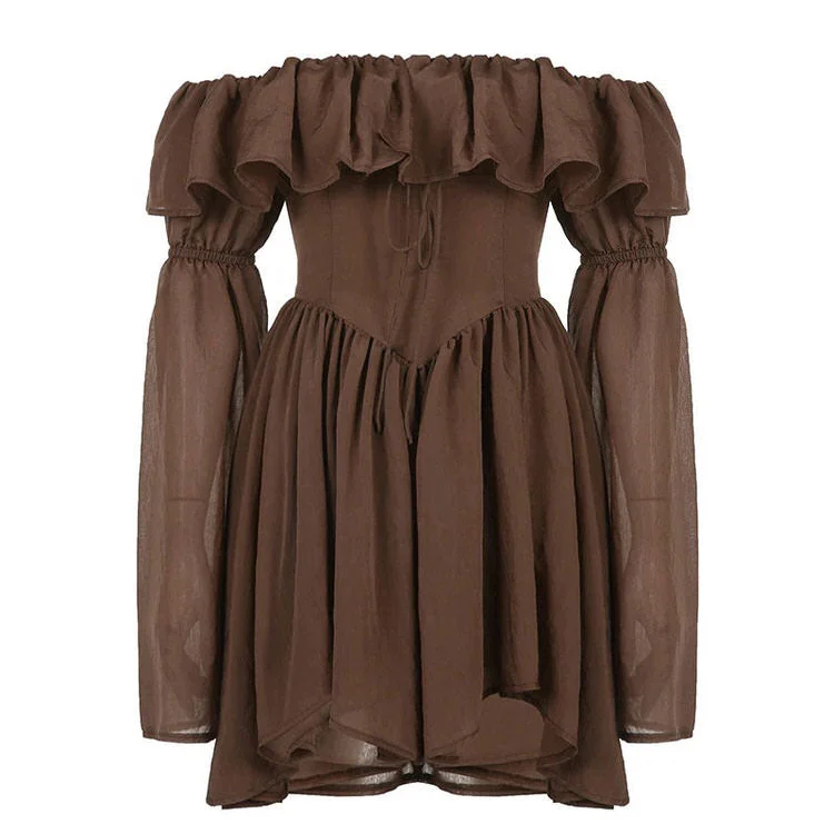 ladies-mini-dress-work-to-wow-Mocha Brown Mini Dress