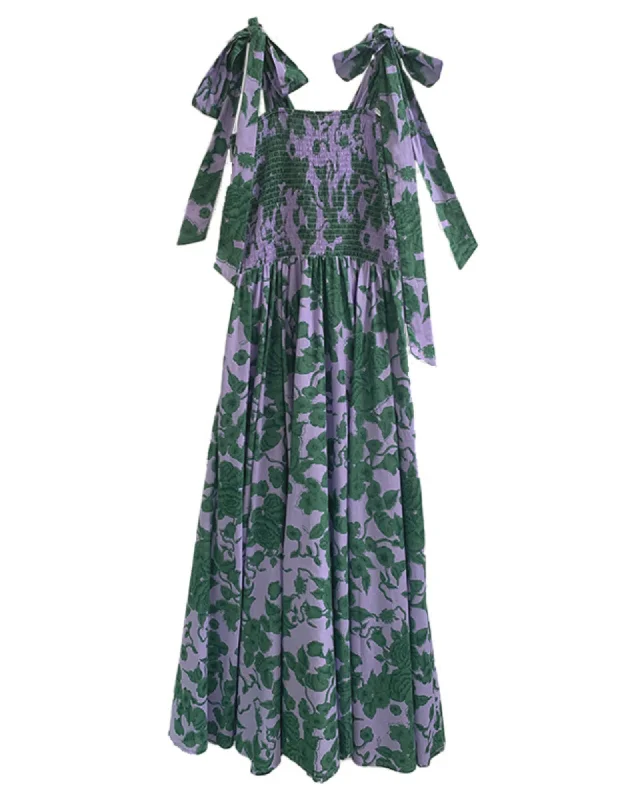 ladies-floral-dress-high-neck-hush-The Brooke Lilac and Green Floral Sundress | Lilac & Green Floral