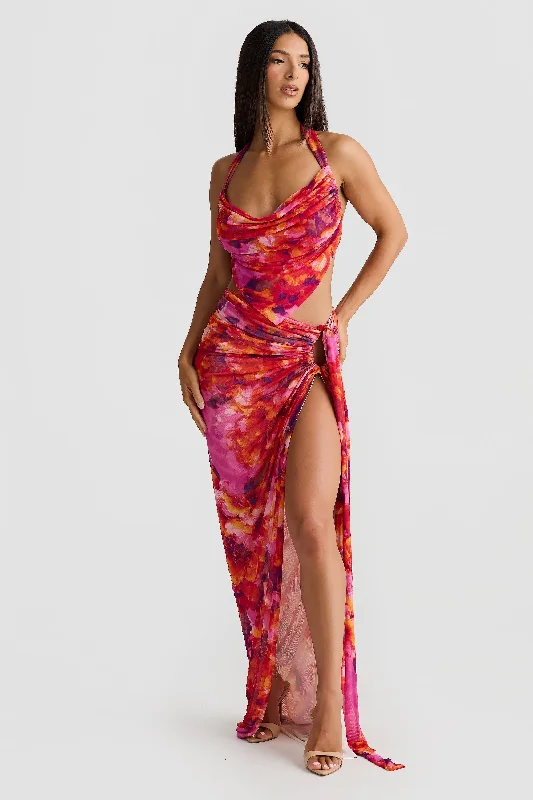 ladies-floral-dress-fuchsia-fable-Lexi Set - Floral Print