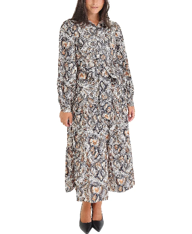 Women's floral dress fine flair -Animal Print Maxi Dress