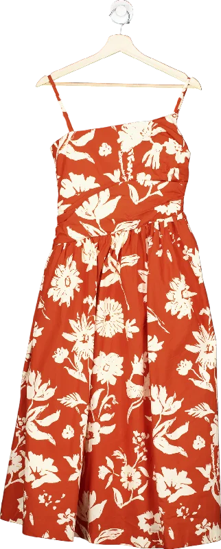 ladies-floral-dress-field-fawn-Fabrique Elizabeth Morling Red Floral Dress UK S