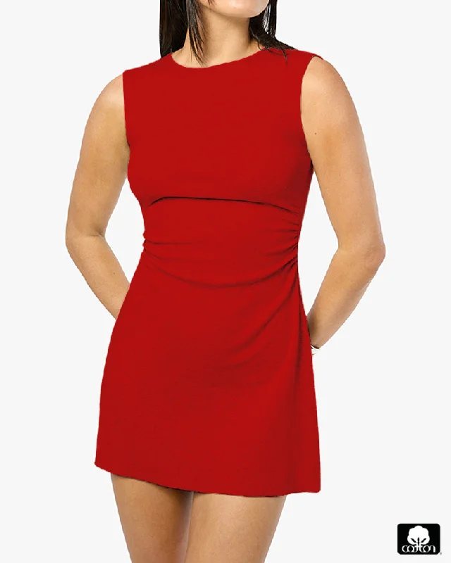 ladies-mini-dress-slim-snap-Ruched Muscle Tank Mini Dress