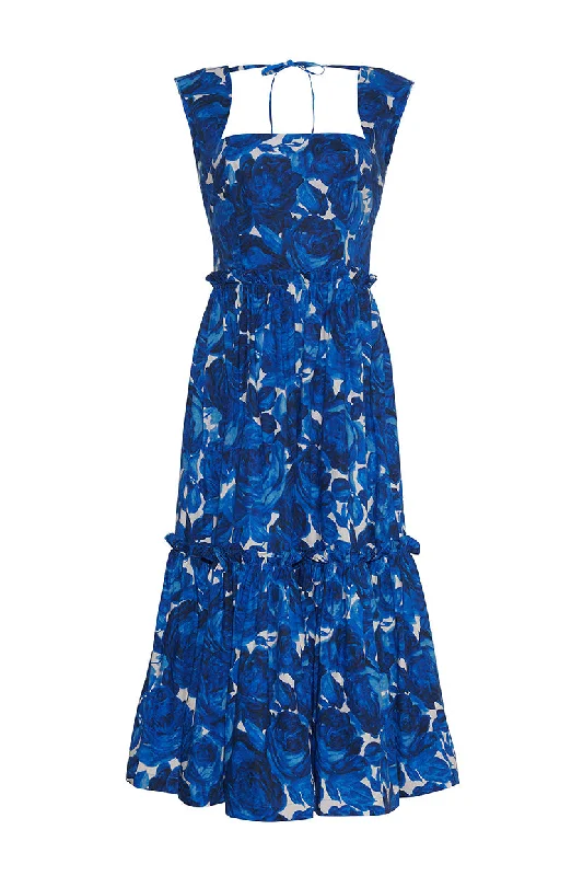 ladies-floral-dress-royal-ripple-Claire Dress | Floral Garden Blue