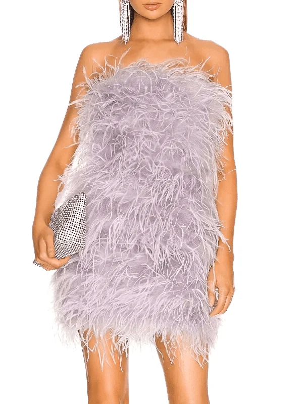 ladies-mini-dress-opal-oomph-Elegant 100% Ostrich Feather Mini Dresses - In 11 Colors!