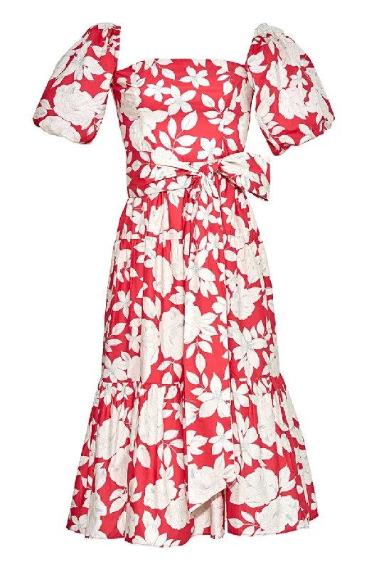 ladies-floral-dress-cream-charm-Sydney Dress | Graphic Floral Raspberry